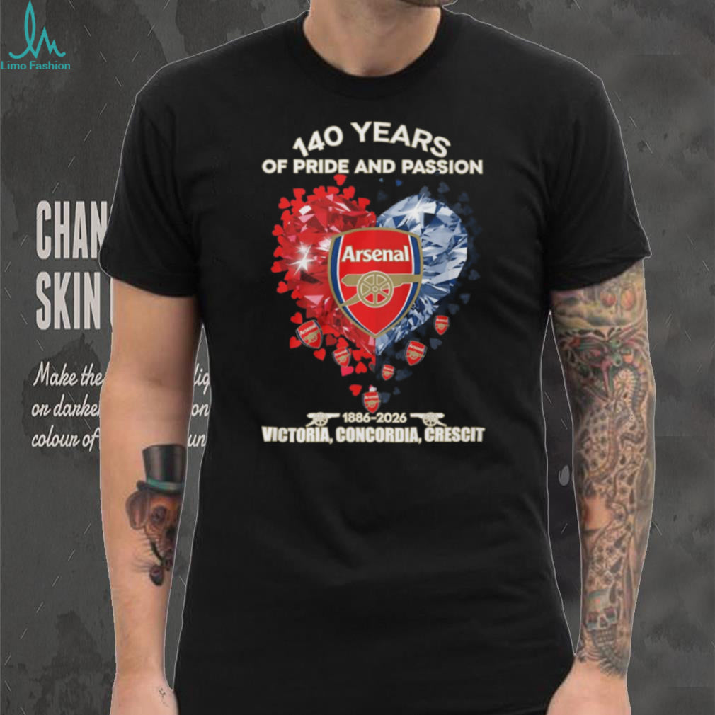 Arsenal FC 140 Years Anniversary 1886 2026 Pride And Passion T Shirt