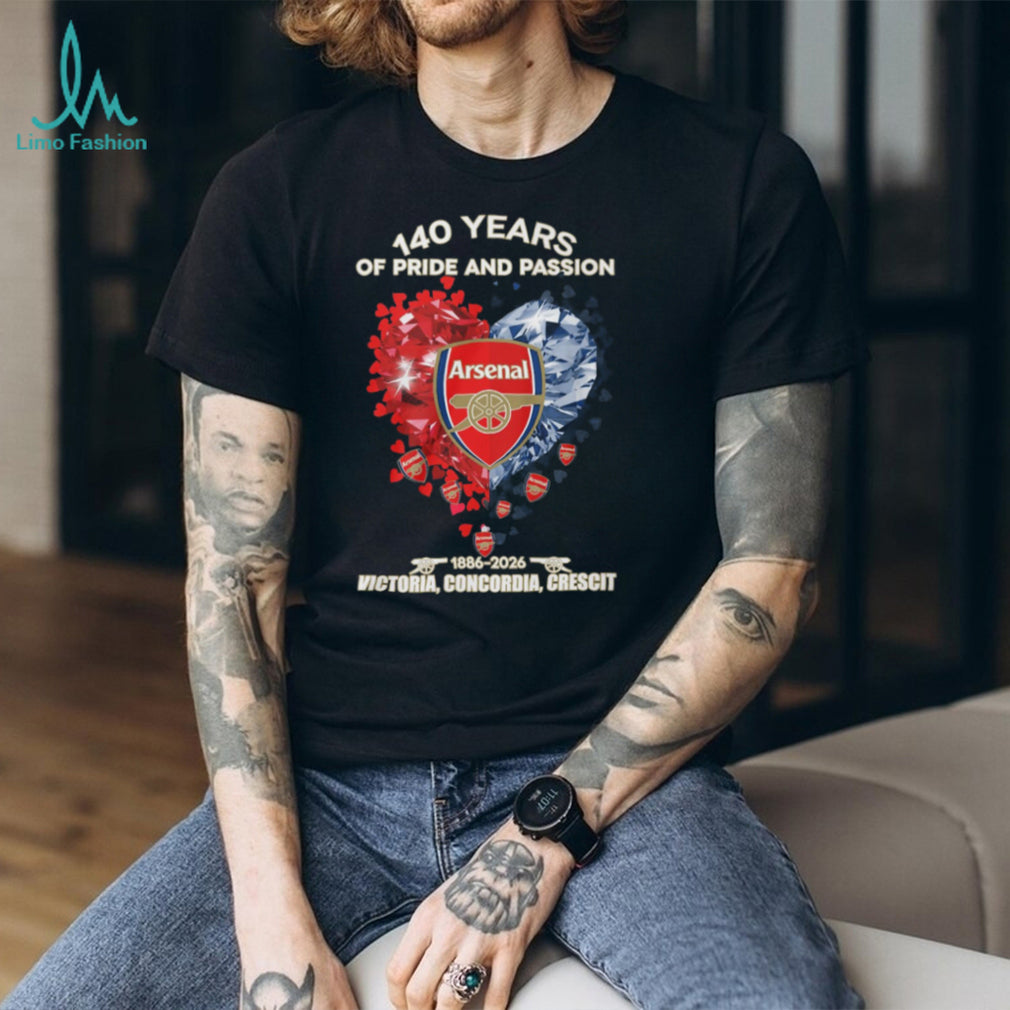 Arsenal FC 140 Years Anniversary 1886 2026 Pride And Passion T Shirt
