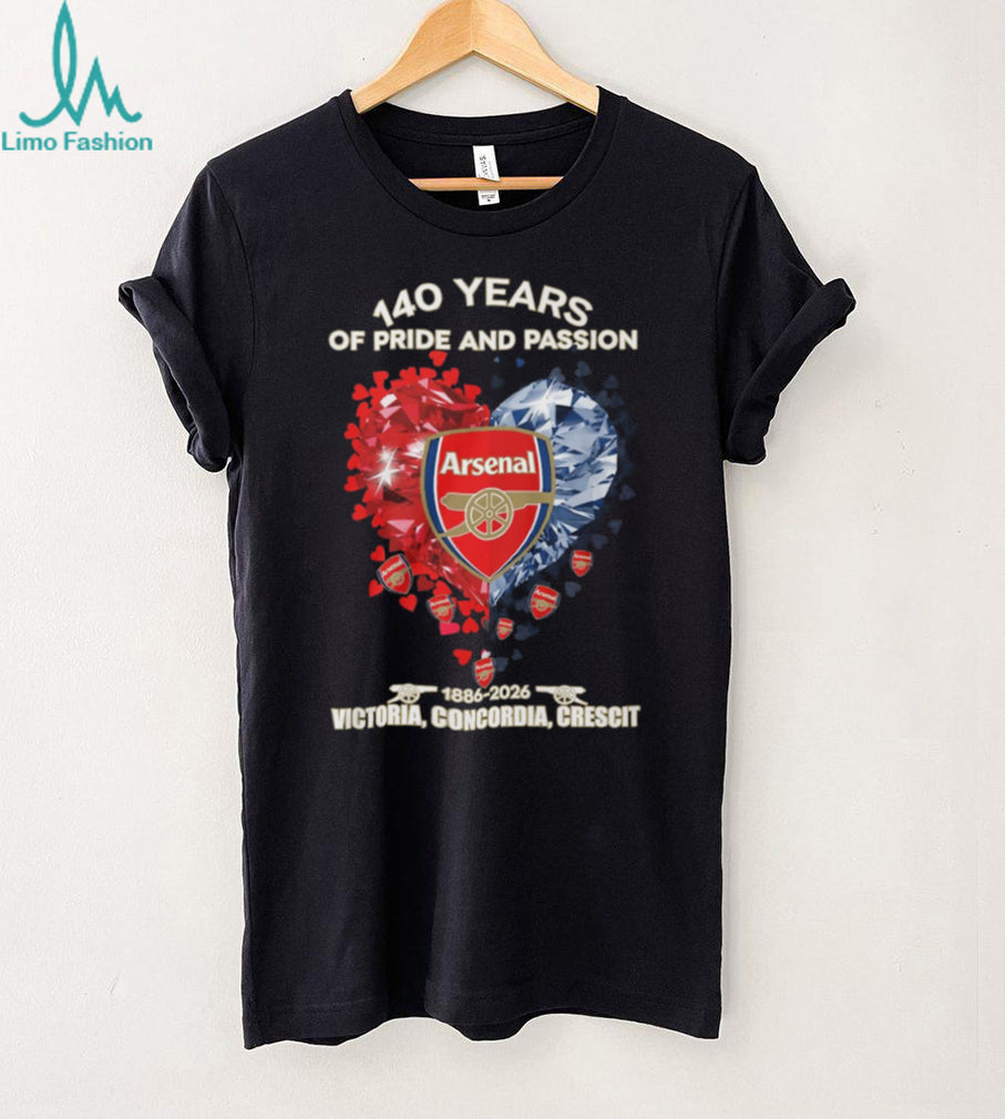 Arsenal FC 140 Years Anniversary 1886 2026 Pride And Passion T Shirt