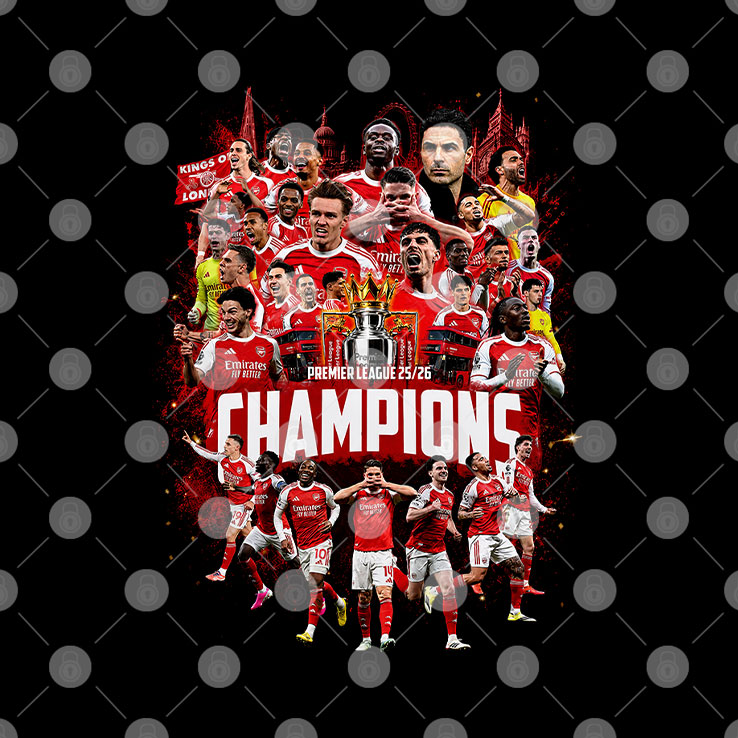 Arsenal FC Premier League Champions 2025-26 T Shirt