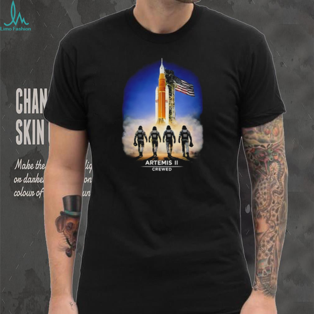 Artemis II Crewed Moon Mission SLS Rocket Silhouette T Shirt