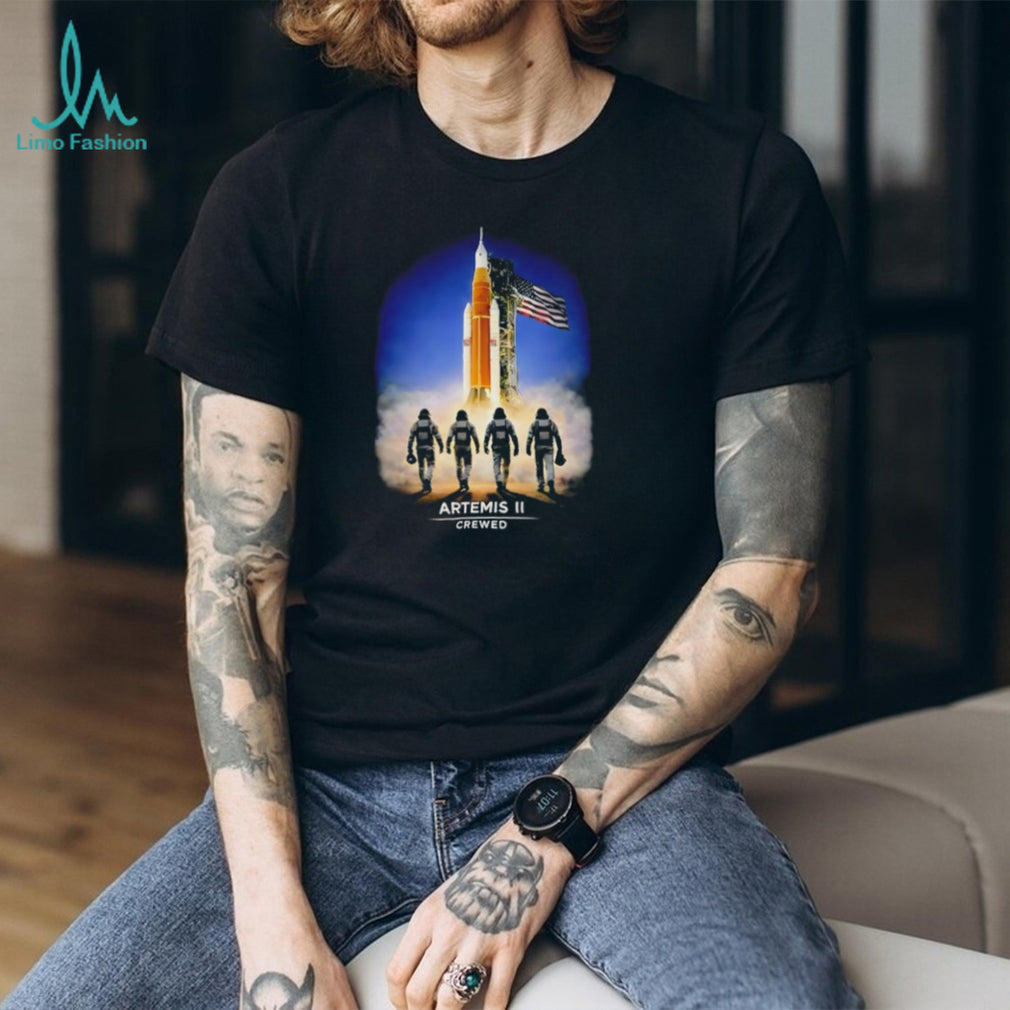 Artemis II Crewed Moon Mission SLS Rocket Silhouette T Shirt