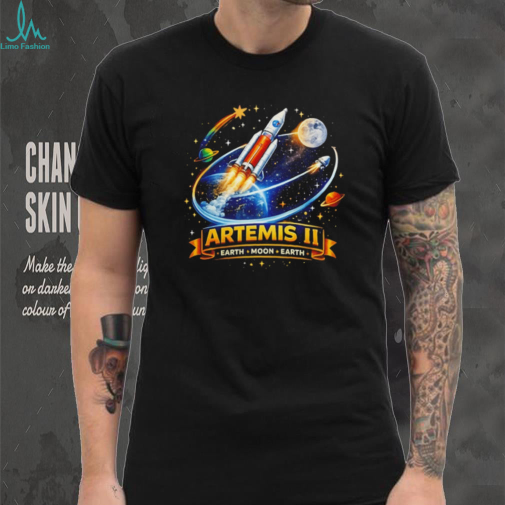Artemis II Earth Moon Earth Space Exploration Rocket T Shirt