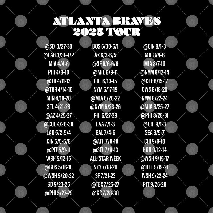Atlanta Braves 2025 Schedule T Shirt