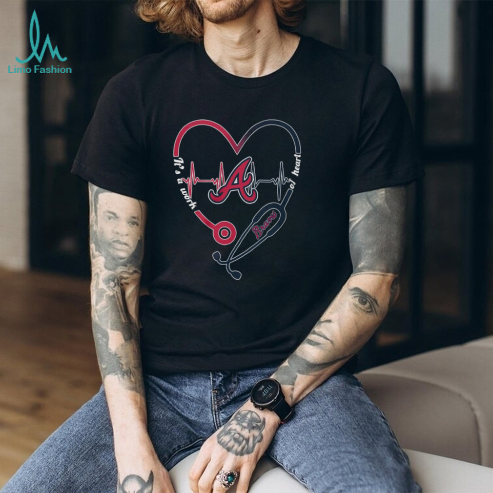 Atlanta Braves Baseball Nurse Stethoscope Heart Graphic T Shirt