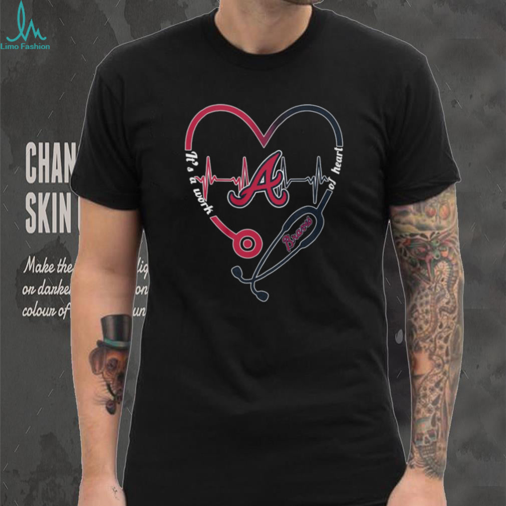 Atlanta Braves Baseball Nurse Stethoscope Heart Graphic T Shirt