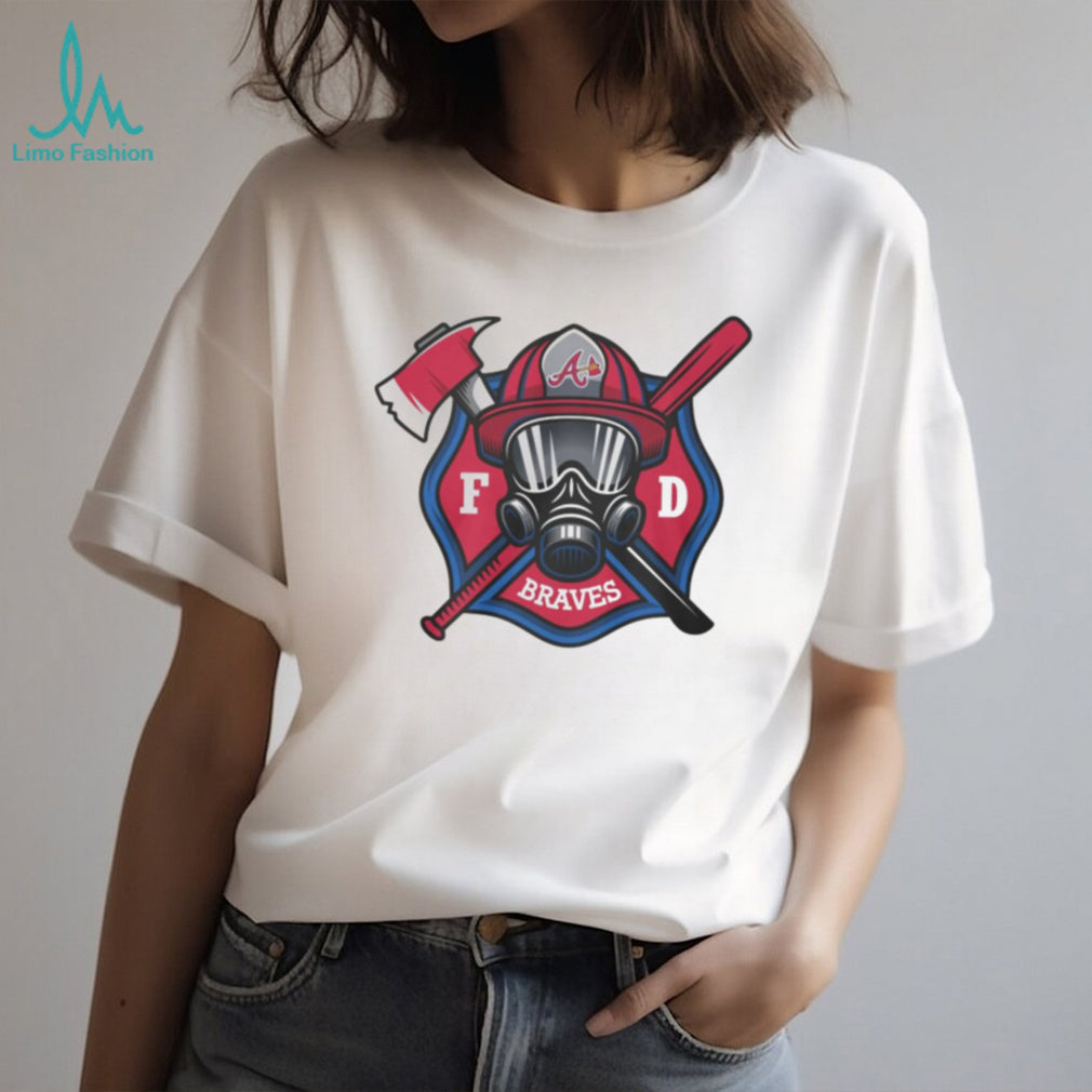 Atlanta Braves Fire Department FD Logo Baseball Fans First Responders White T Shirt
