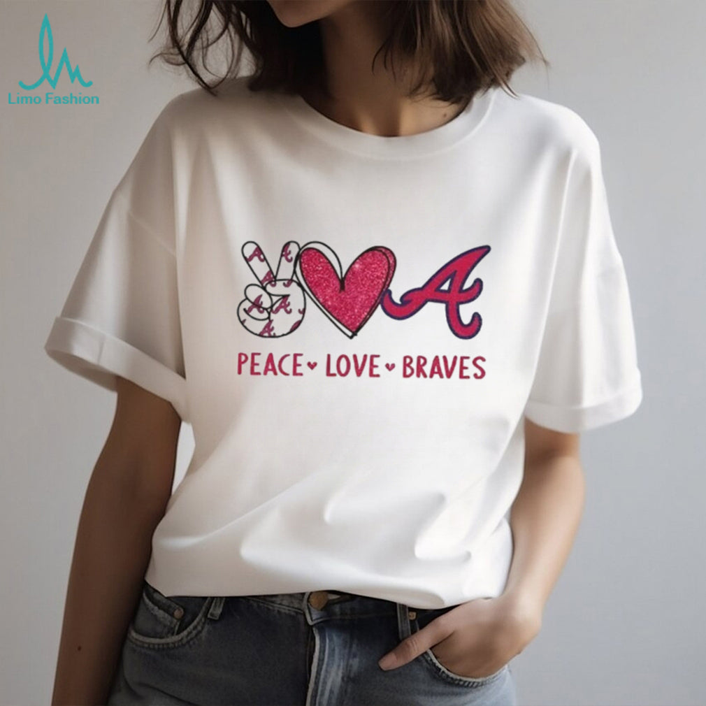Atlanta Braves Peace Love Braves Baseball Logo T Shirt