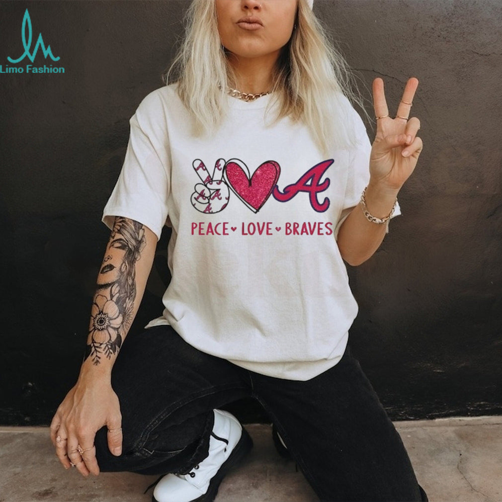 Atlanta Braves Peace Love Braves Baseball Logo T Shirt