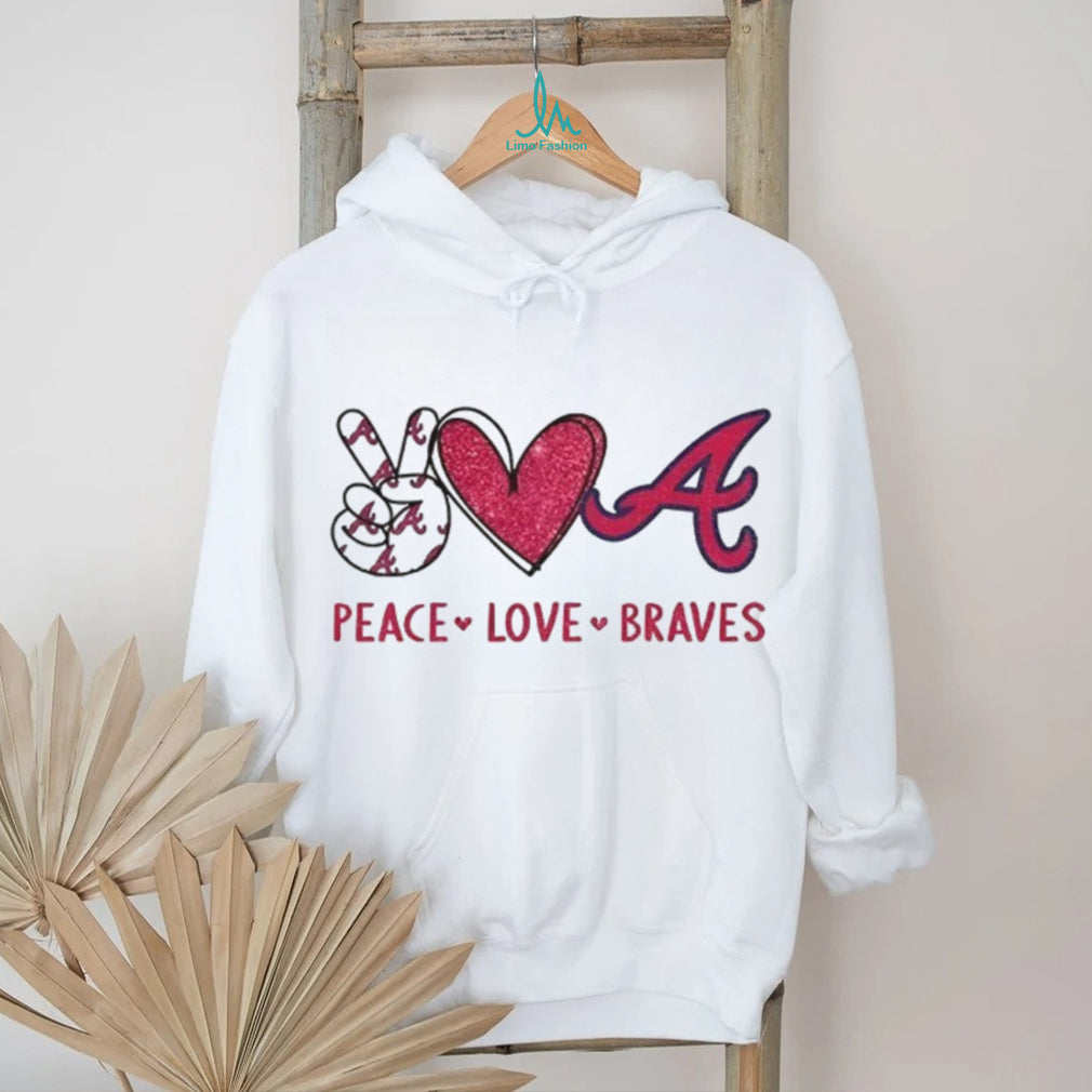 Atlanta Braves Peace Love Braves Baseball Logo T Shirt
