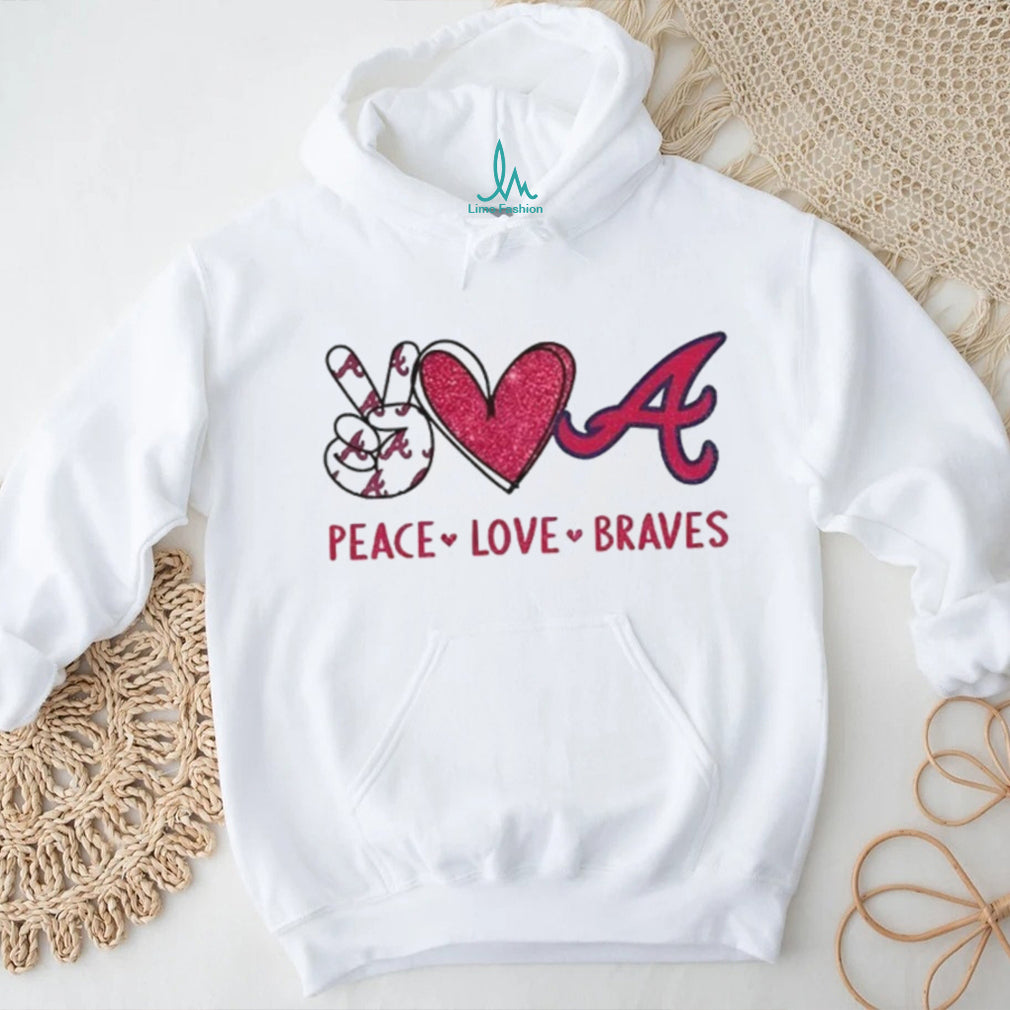 Atlanta Braves Peace Love Braves Baseball Logo T Shirt