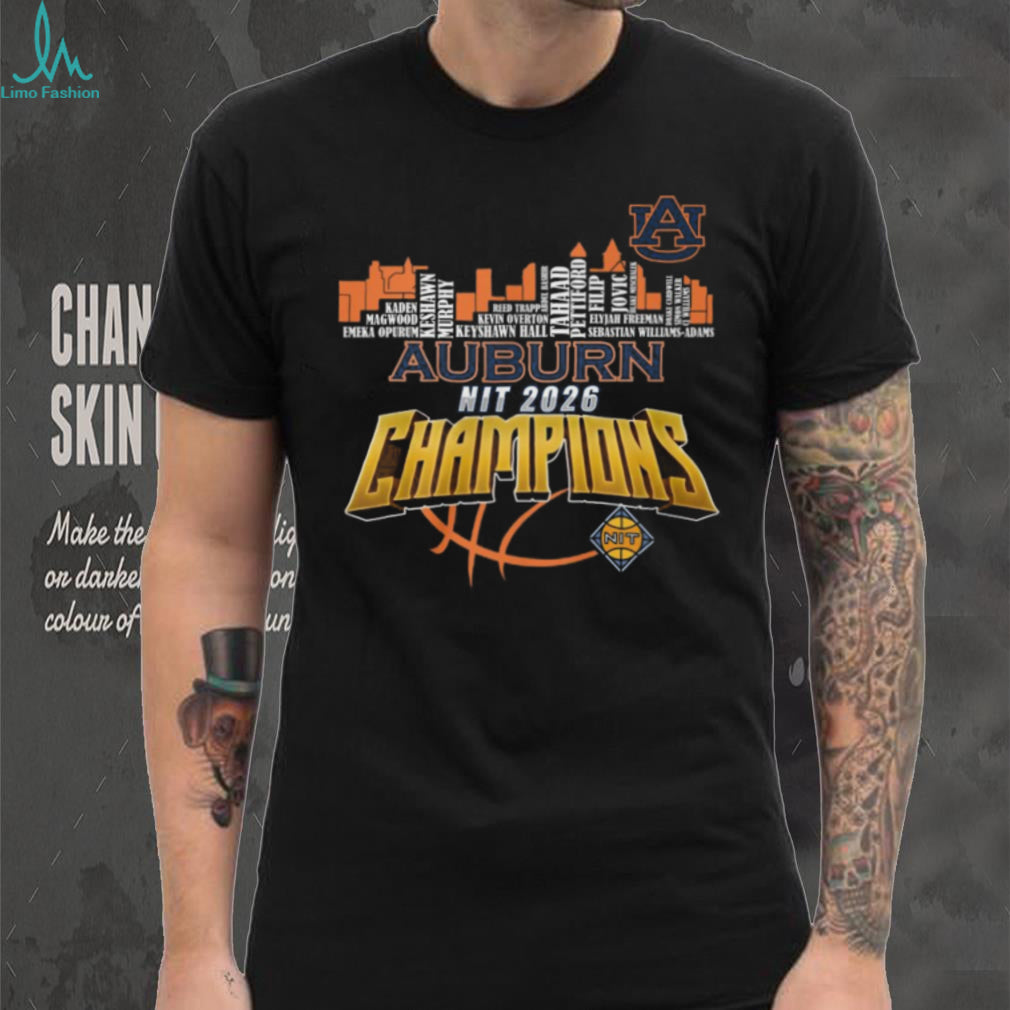 Auburn Tigers 2026 NIT Basketball Champions City Skyline Roster T Shirt
