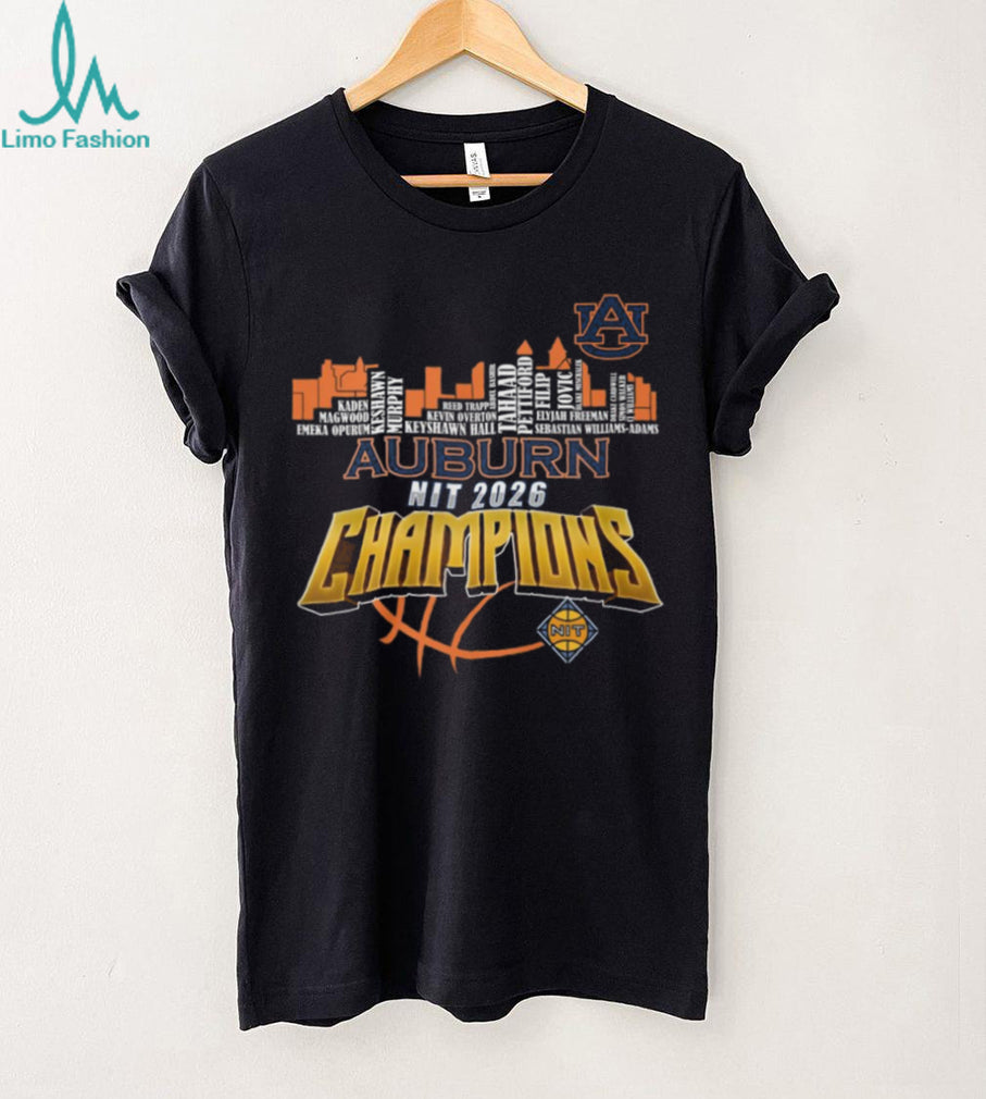 Auburn Tigers 2026 NIT Basketball Champions City Skyline Roster T Shirt