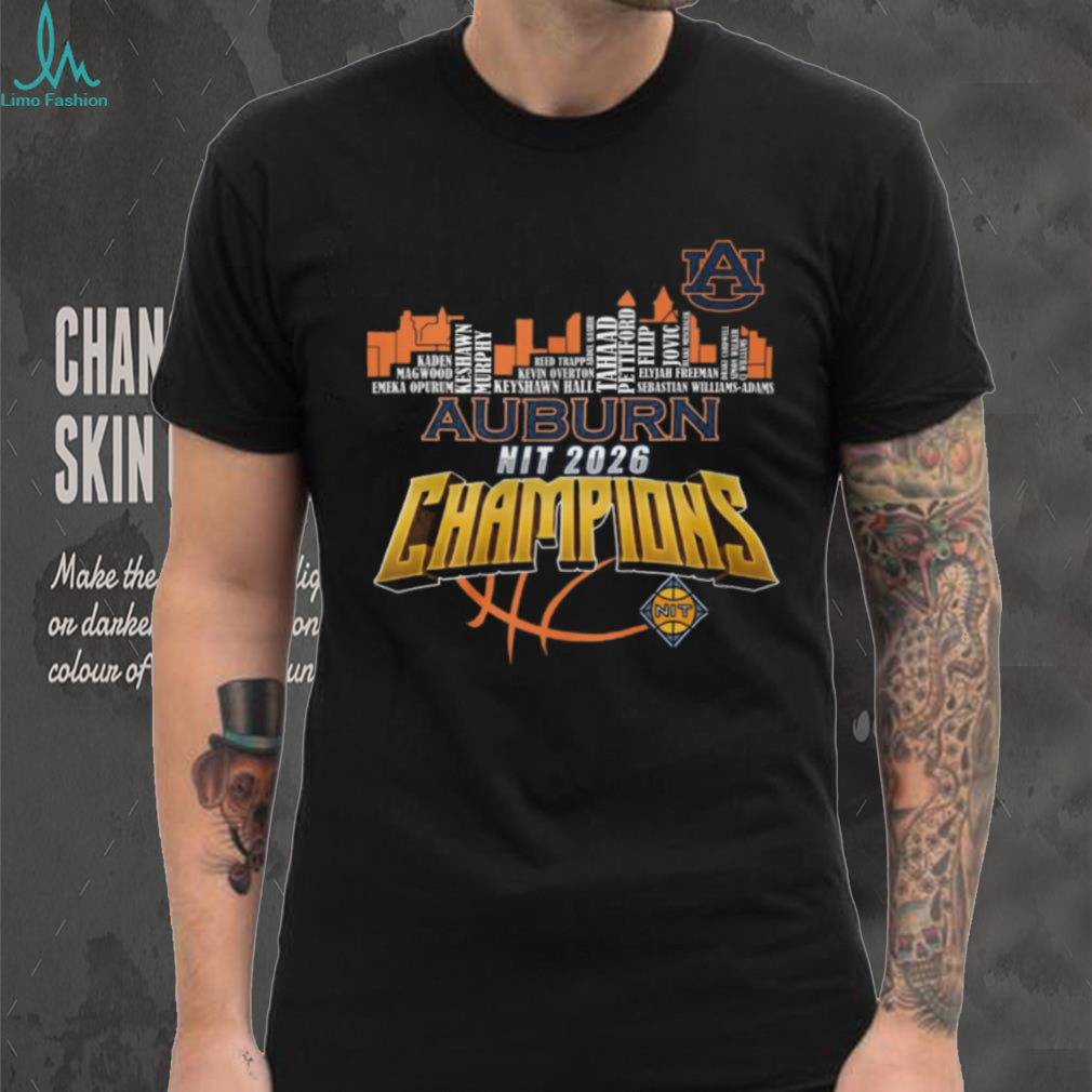 Auburn Tigers NIT 2026 Champions Skyline Roster T Shirt