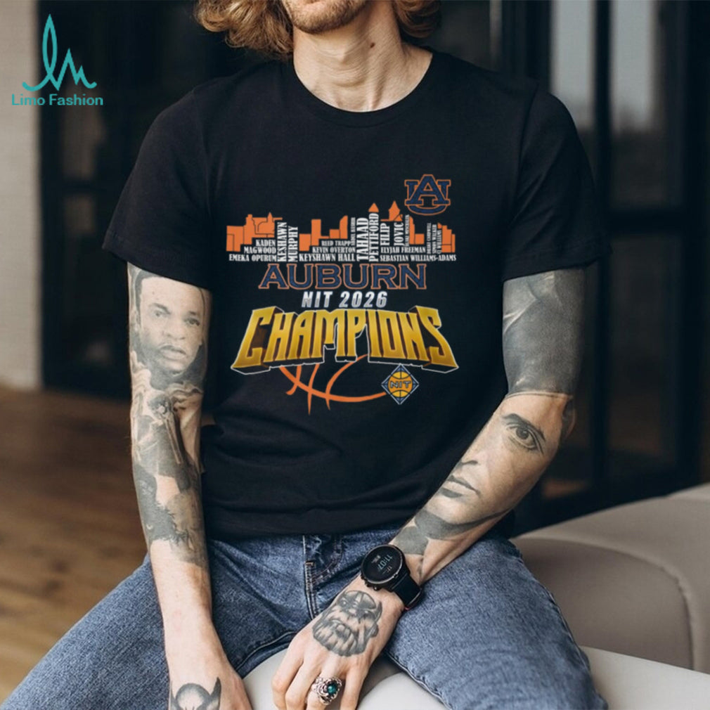 Auburn Tigers NIT 2026 Champions Skyline Roster T Shirt