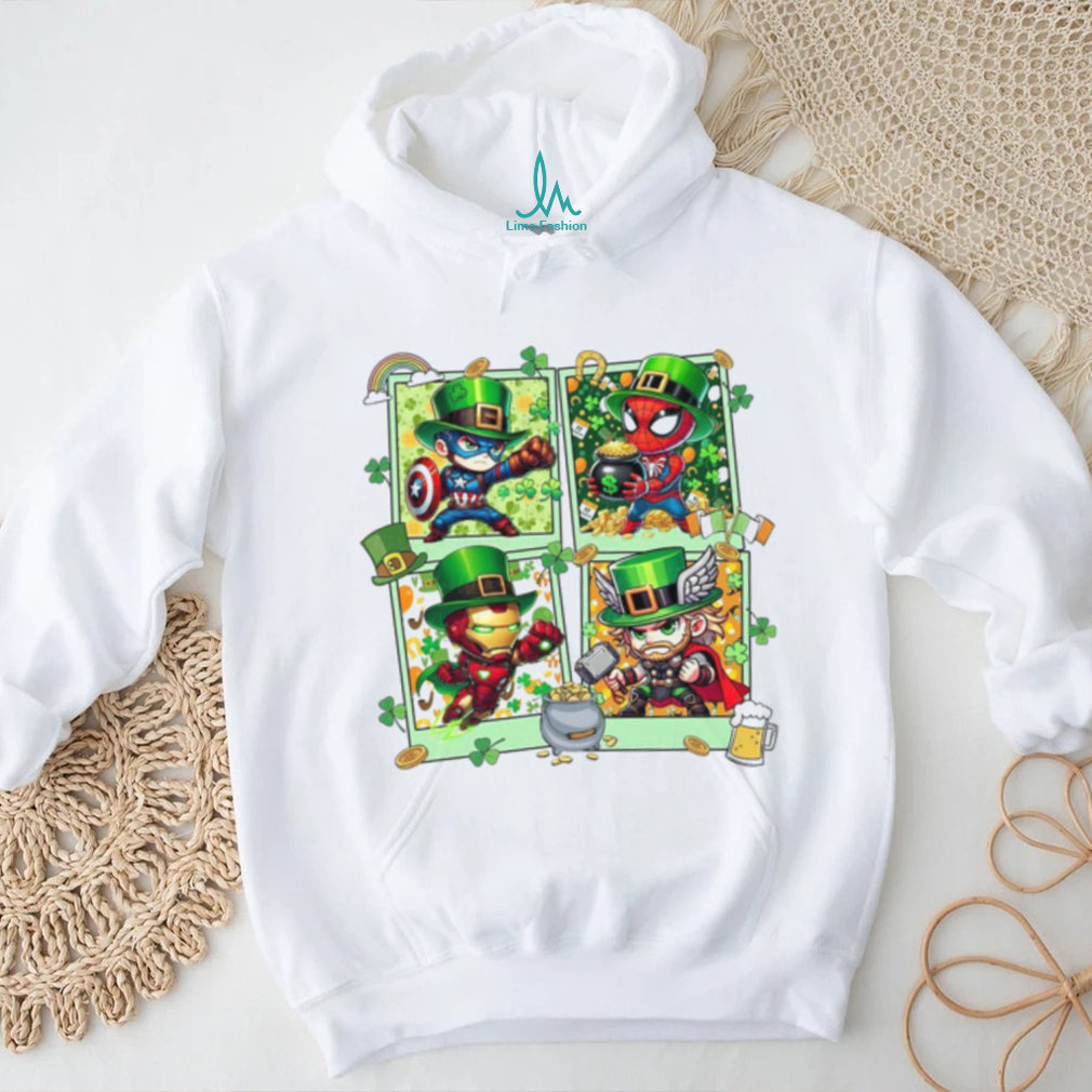 Avengers Superheroes St. Patrick’s Day Chibi Polaroid Design T Shirt