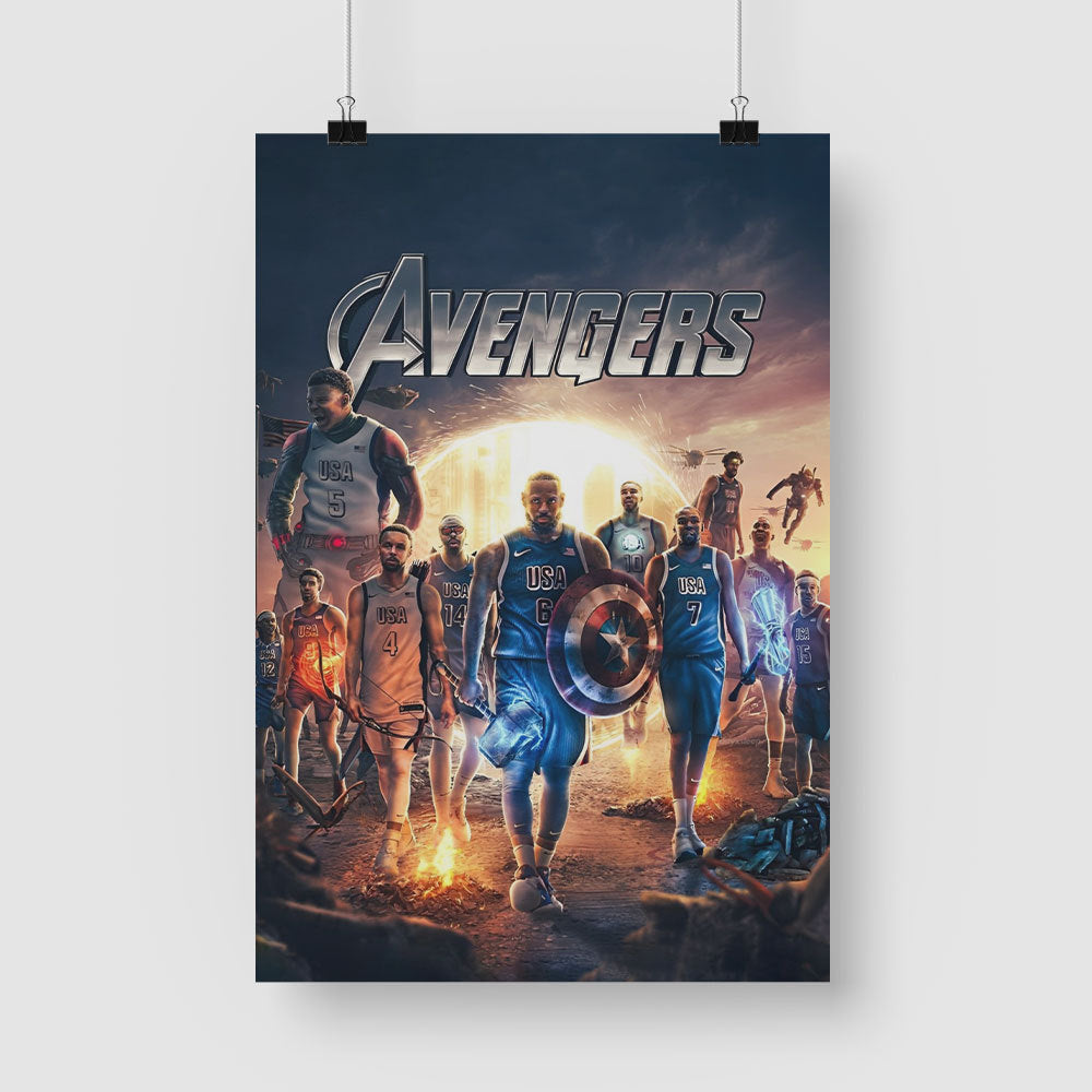 Avengers USA Basketball Olympic 2024 Poster