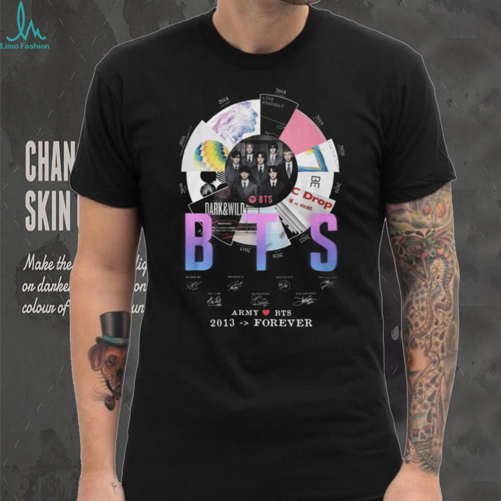 BTS Army Love BTS 2013 Forever Discography Timeline Signatures T Shirt