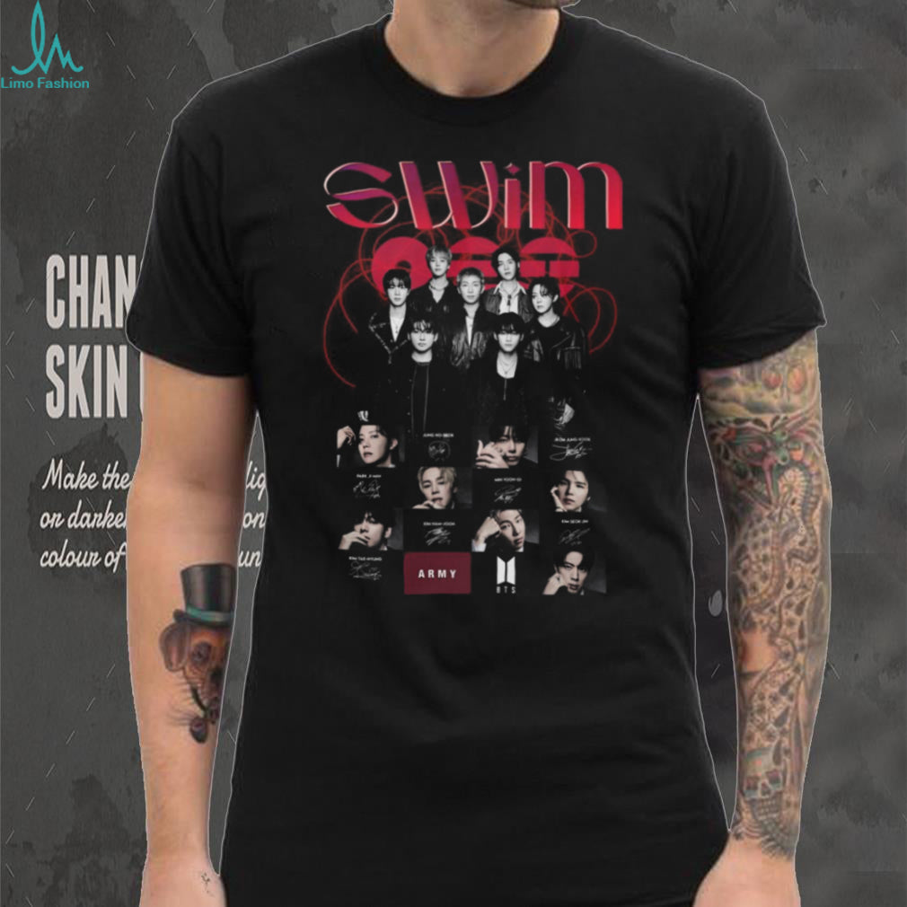 BTS Swim Off Group Photo and Signature K Pop Fan Graphic T Shirt