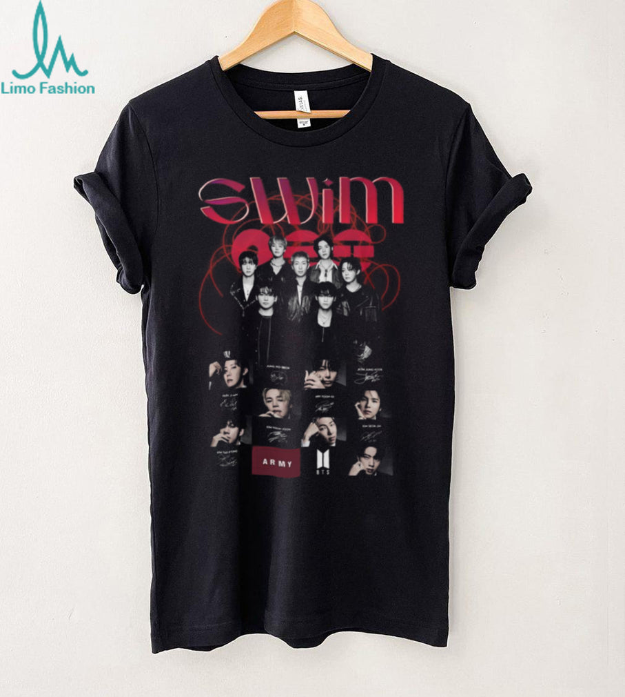 BTS Swim Off Group Photo and Signature K Pop Fan Graphic T Shirt