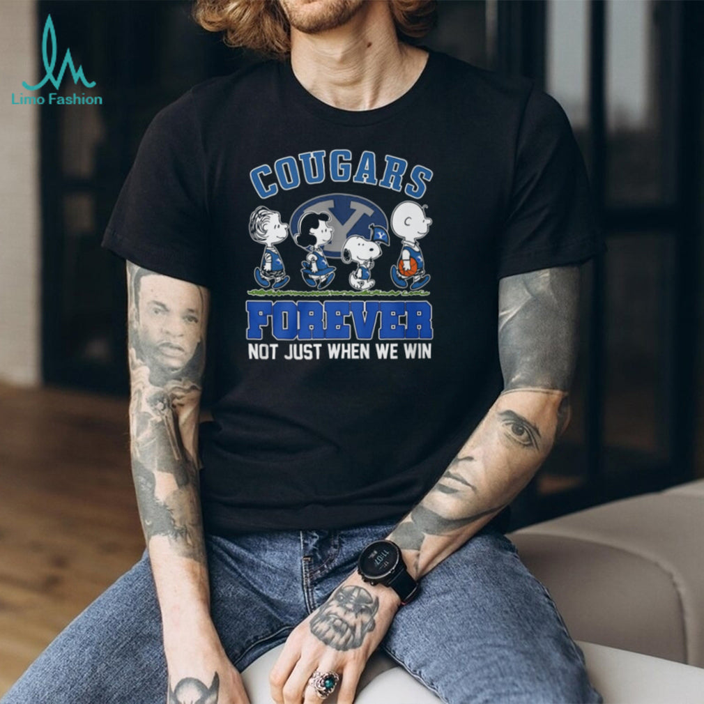 BYU Cougars Forever Peanuts Crew Blue Logo Sports T Shirt