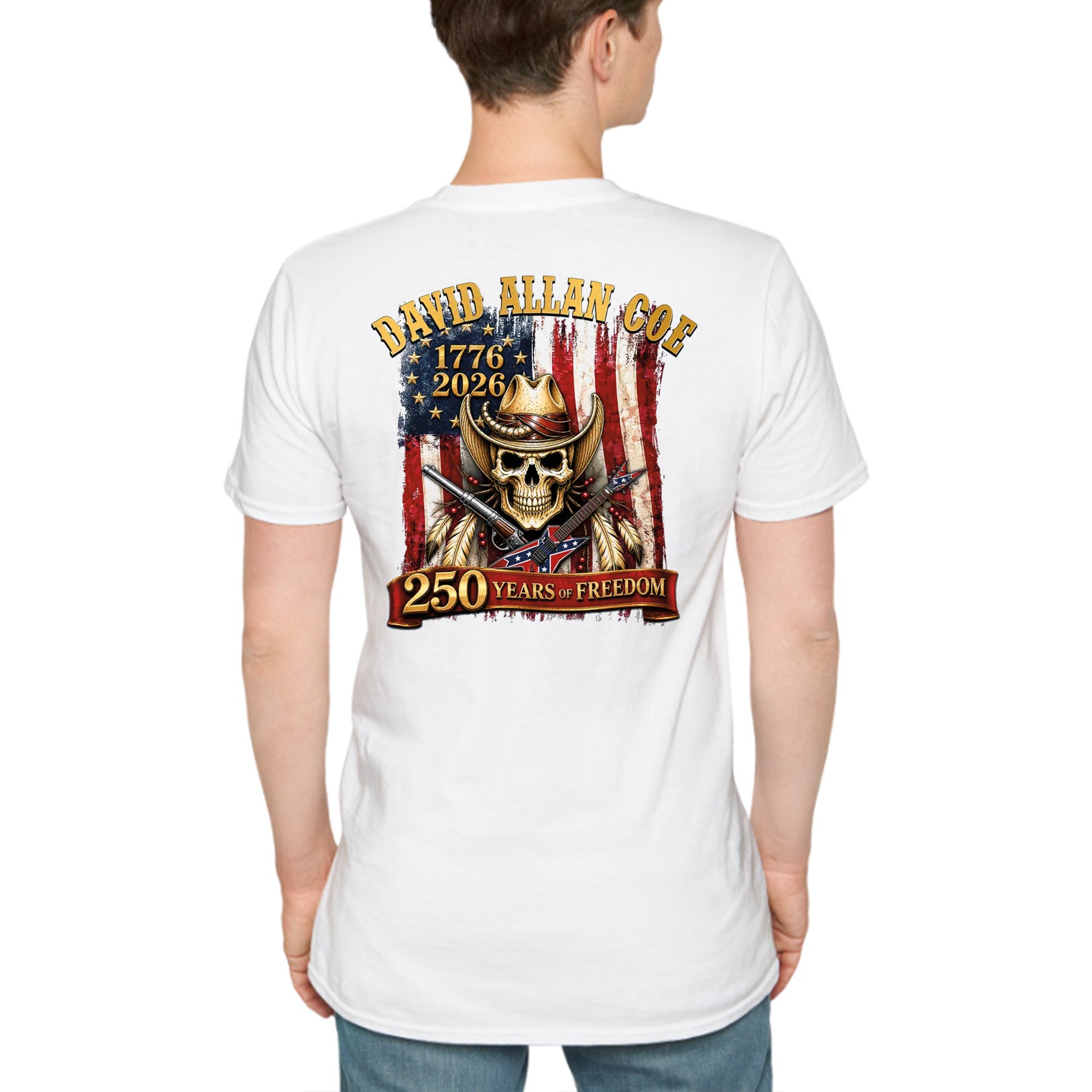 [Front+Back] David Allan Coe 250 Years Of Freedom Flag Usa Shirt