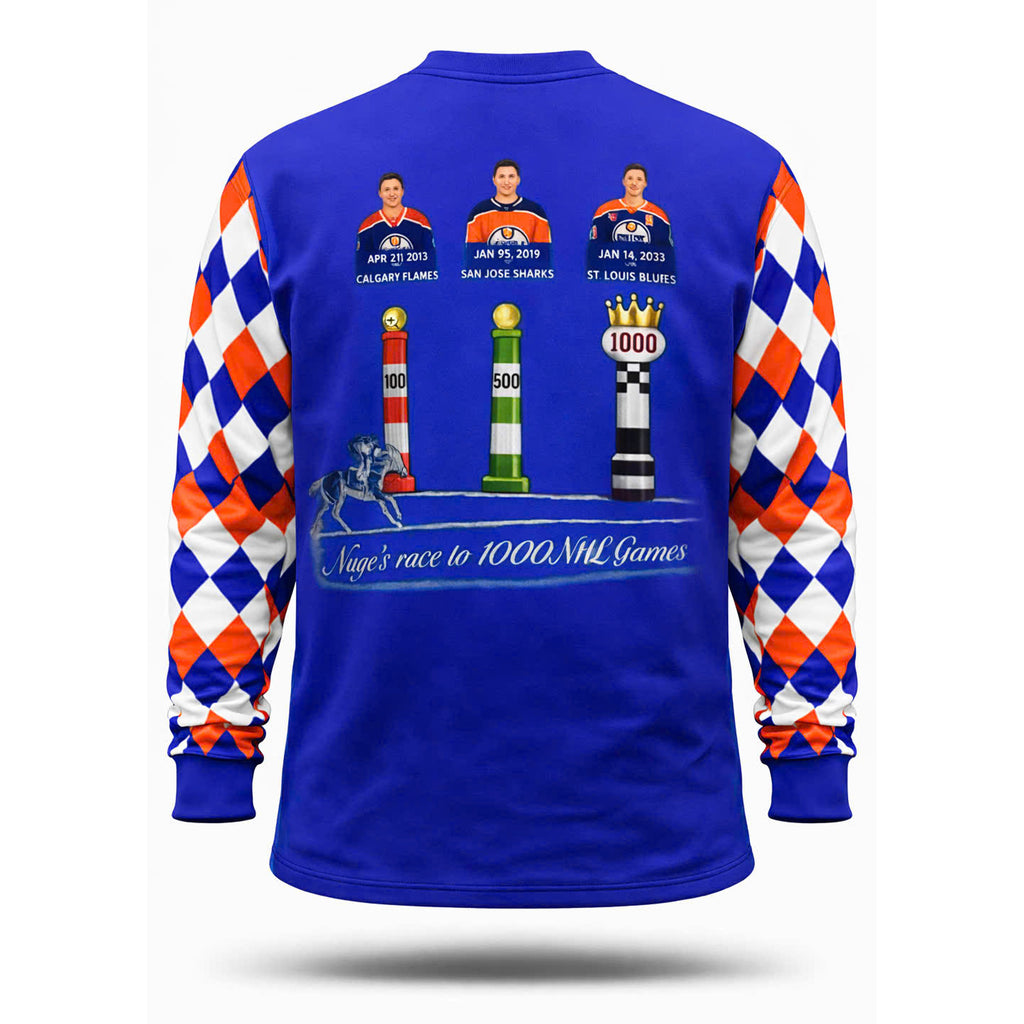 Edmonton Oilers Nuge’s Race To 1000 Games Long Sleeve Shirt