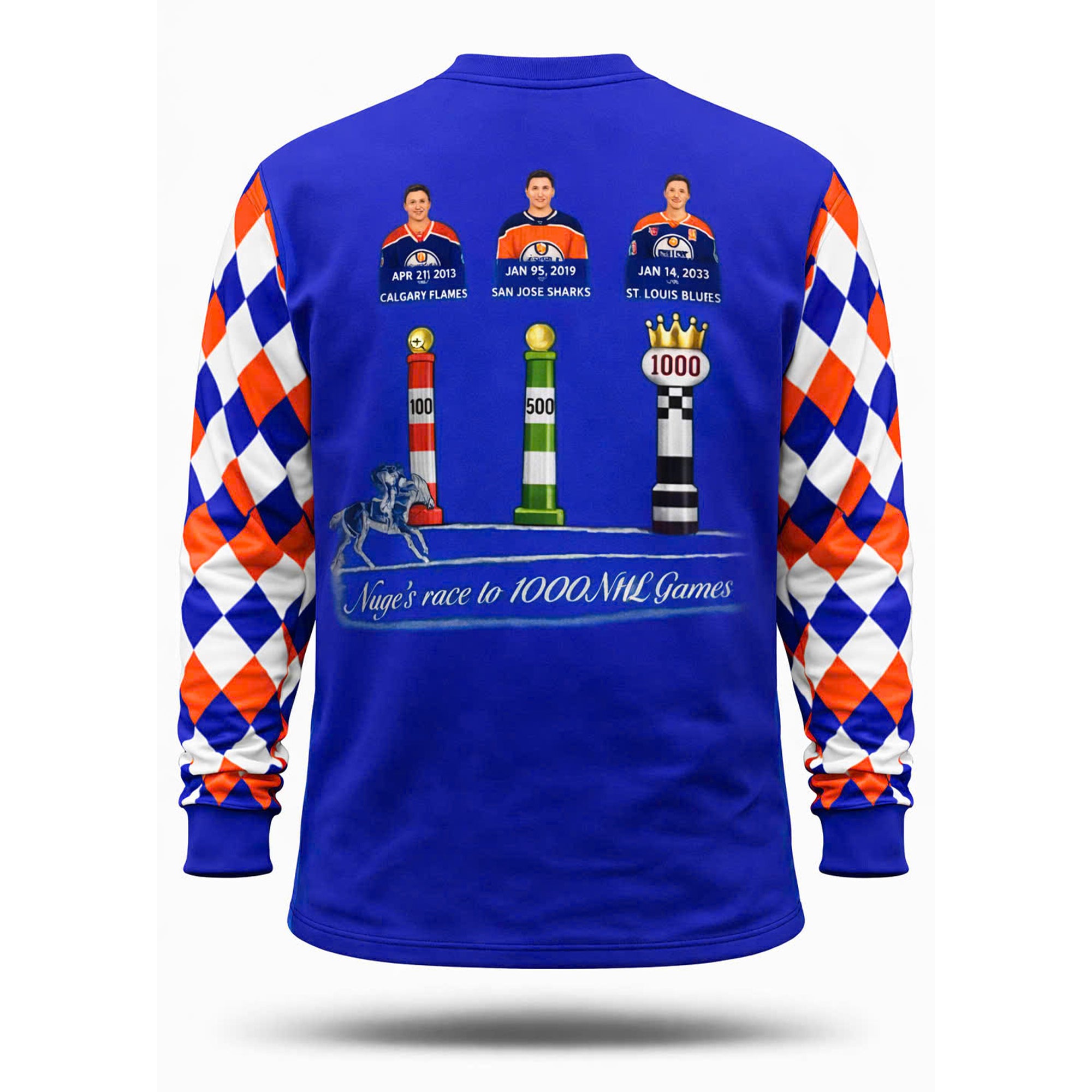 Edmonton Oilers Nuge’s Race To 1000 Games Long Sleeve Shirt