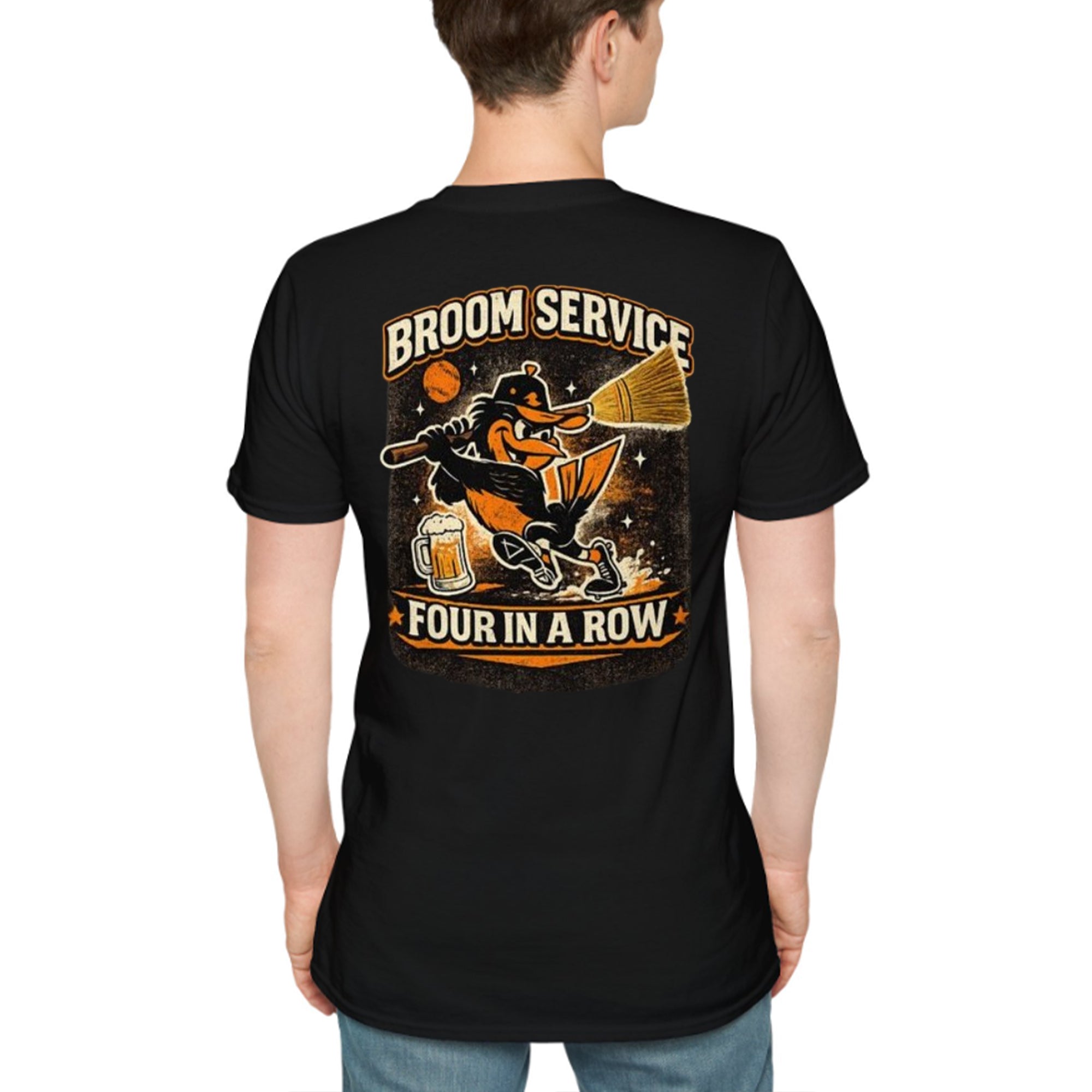 [Front+Back] Orioles Broom Service Four In A Row Shirt
