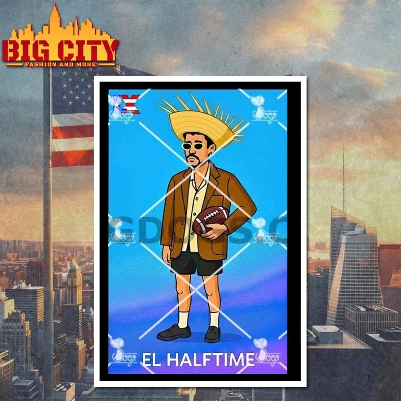 Bad Bunny El Halftime Playboy Loteria Style T-Shirt