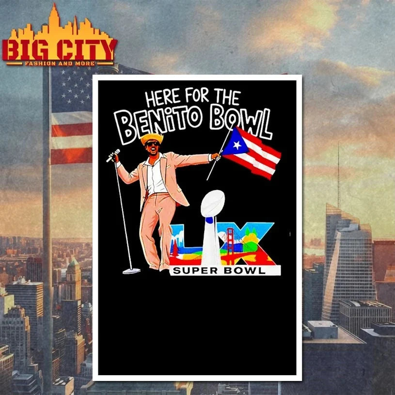 Bad Bunny Puerto Rico Flag Edition Here for the Benito Bowl t-shirt