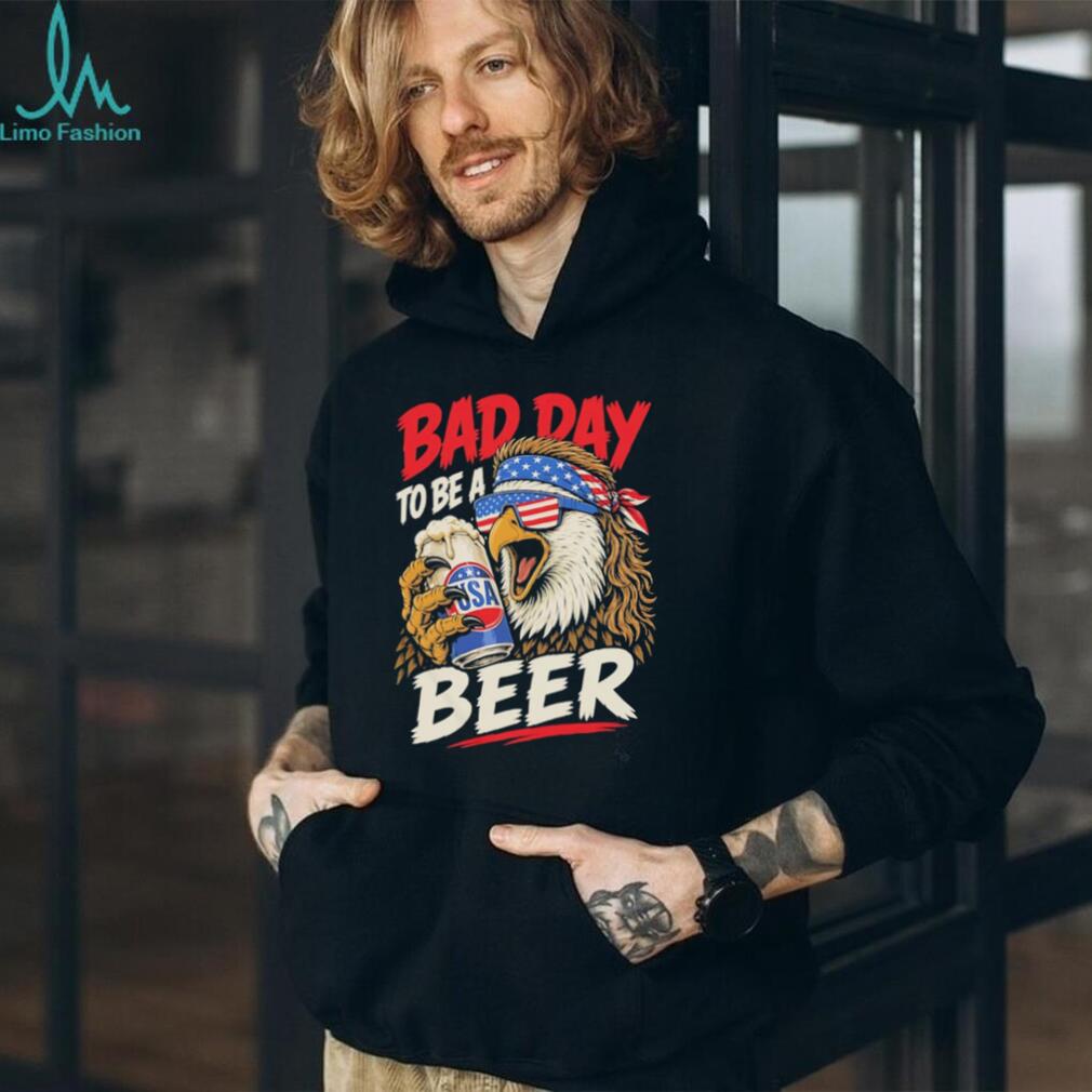 Bad Day To Be A Beer Eagle Flag Bandana T Shirt Funny Party USA T Shirt