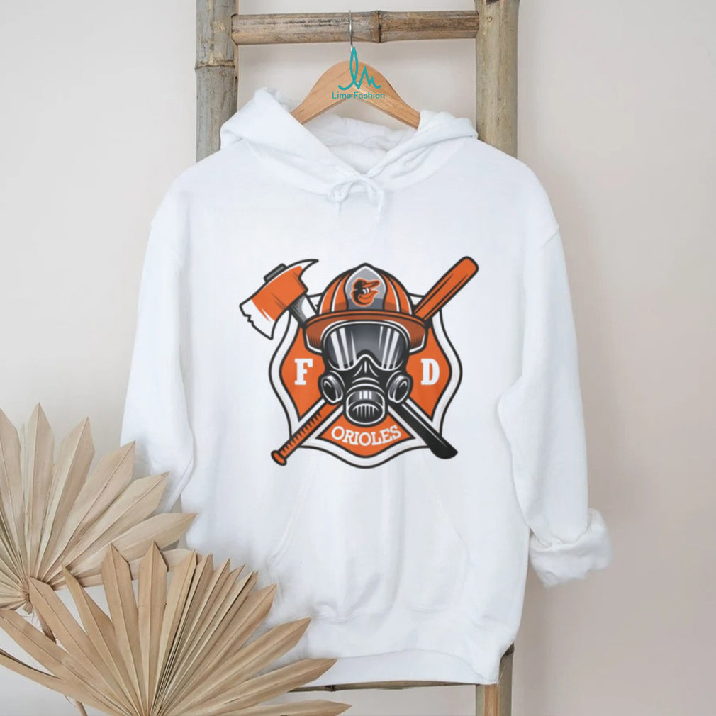 Baltimore Orioles Firefighter FD First Responder Baseball Fans Retro Men Women White T Shirt