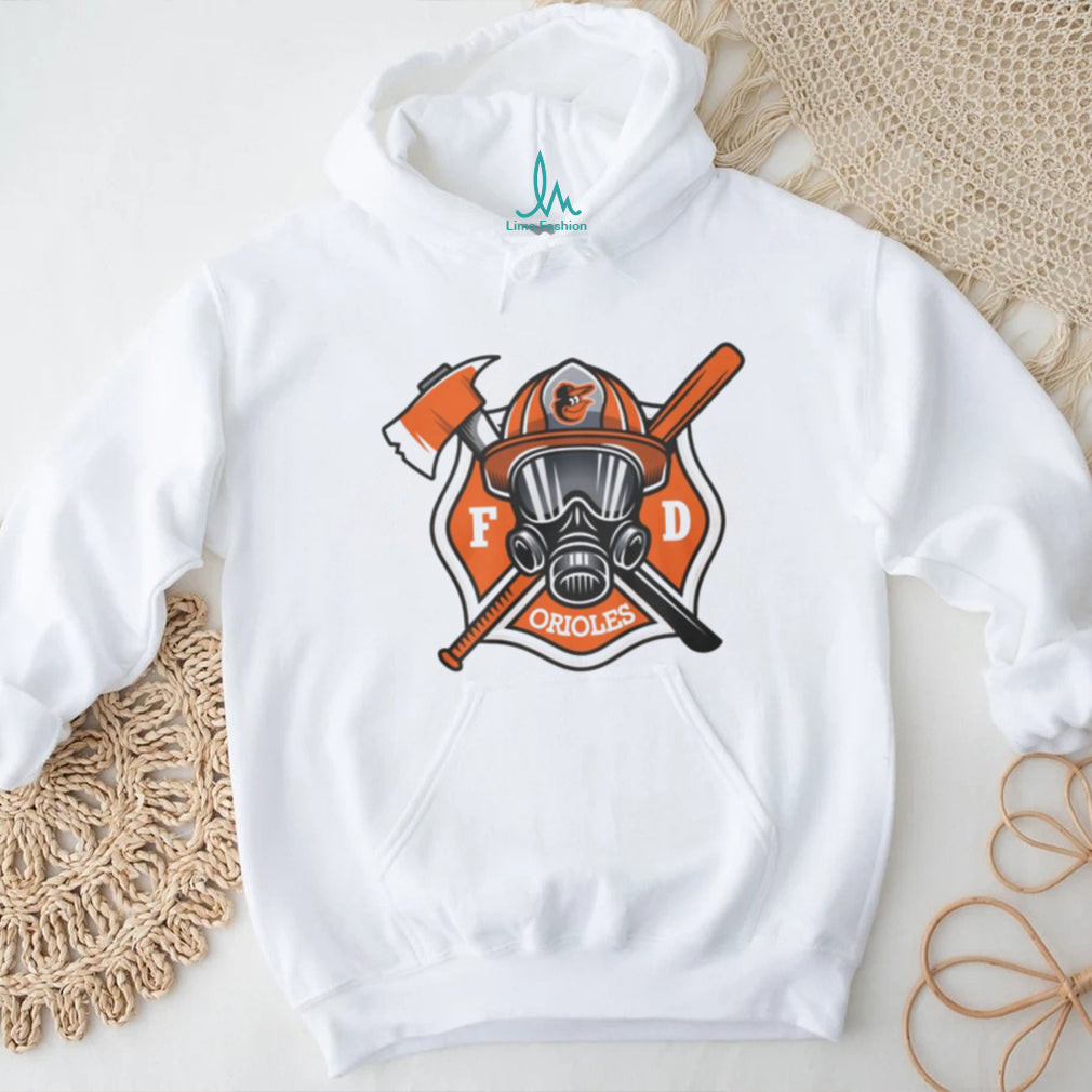 Baltimore Orioles Firefighter FD First Responder Baseball Fans Retro Men Women White T Shirt