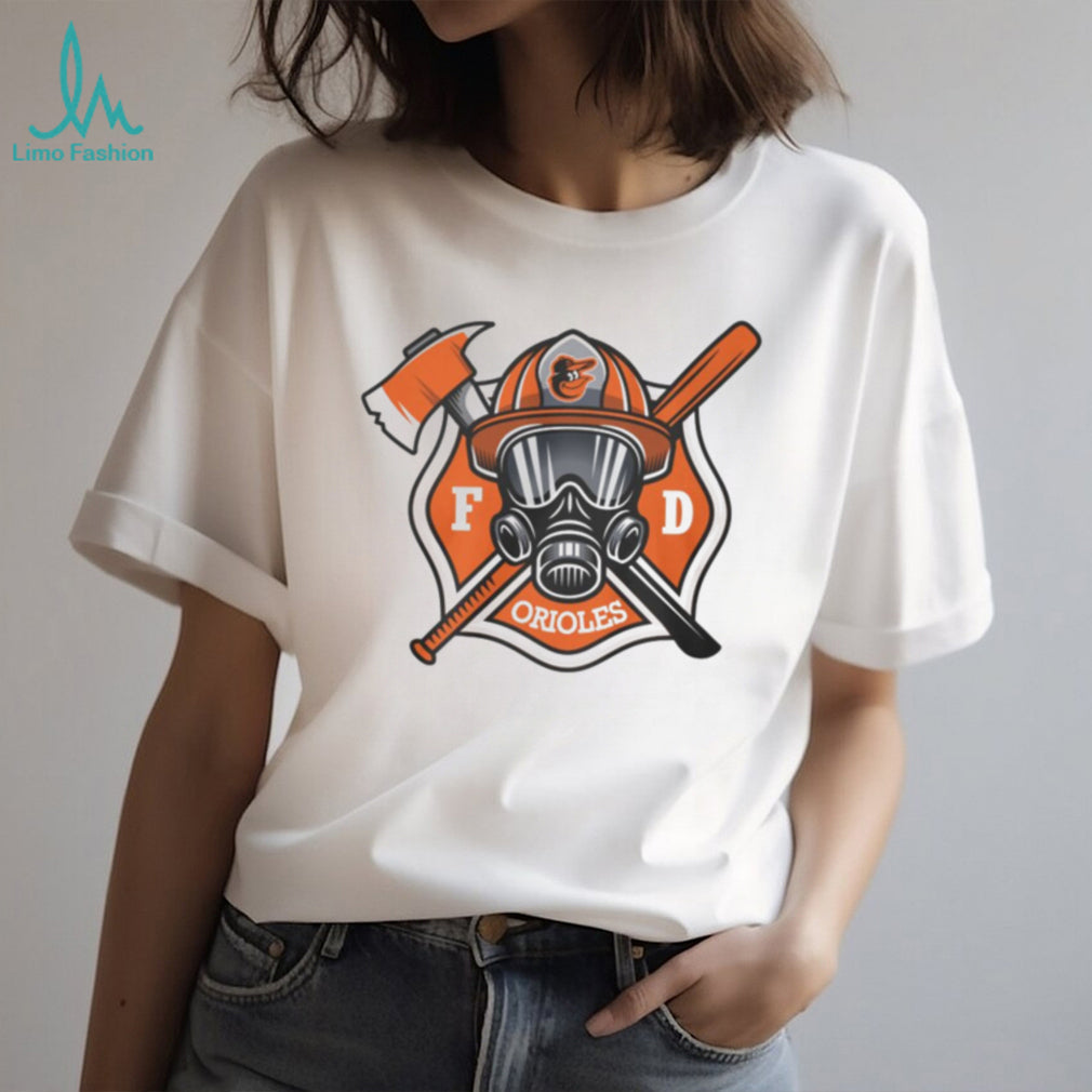 Baltimore Orioles Firefighter FD First Responder Baseball Fans Retro Men Women White T Shirt