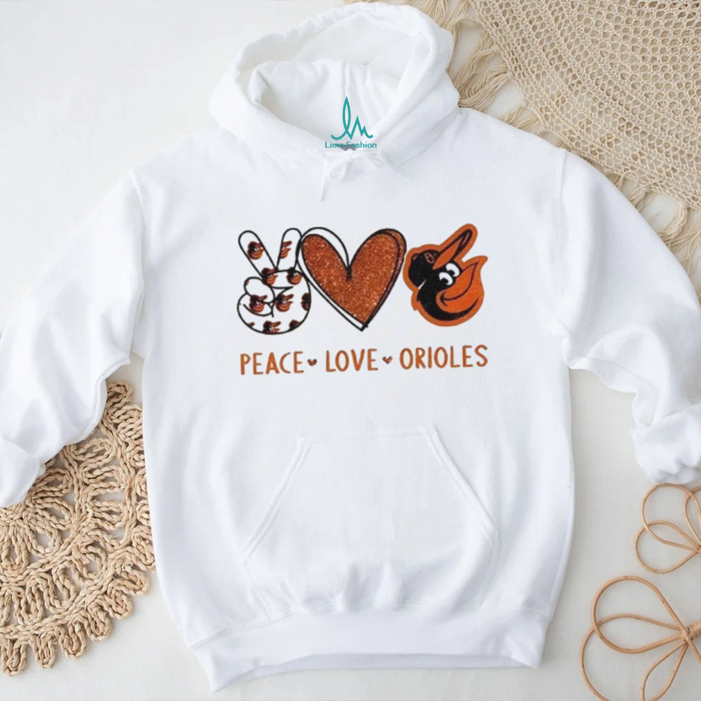 Baltimore Orioles Peace Love Orioles Baseball Fan T Shirt