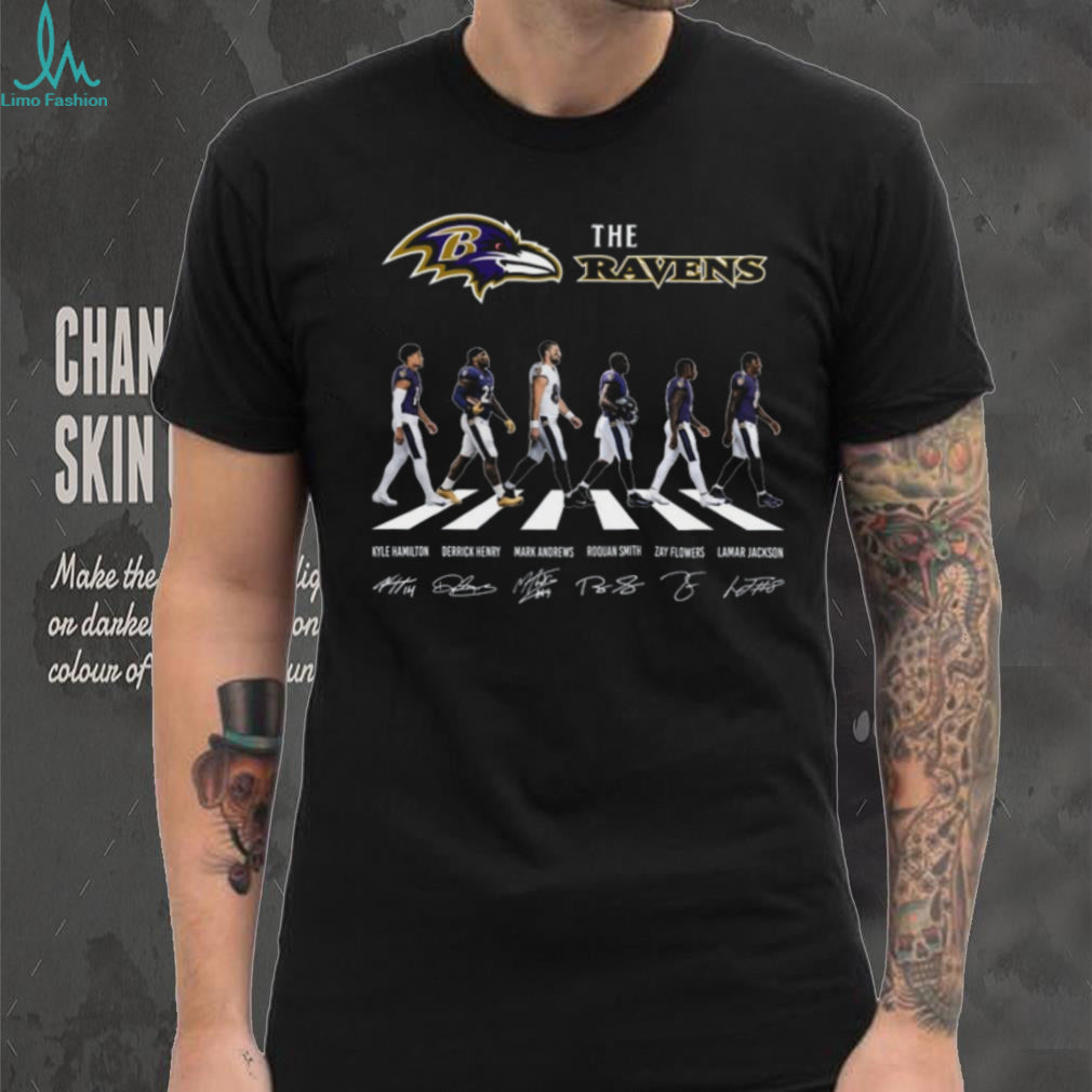 Baltimore Ravens Abbey Road Lamar Jackson and Stars Signature T Shirt