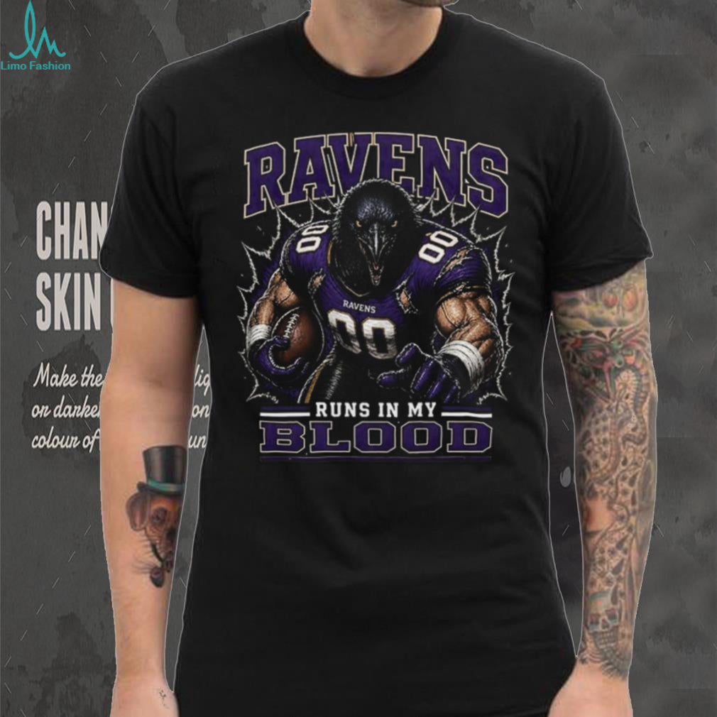 Baltimore Ravens Football Team Runs In My Blood Fan Retro Men Women Shirt