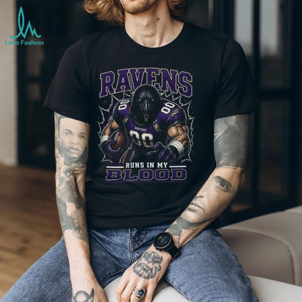 Baltimore Ravens Football Team Runs In My Blood Fan Retro Men Women Shirt