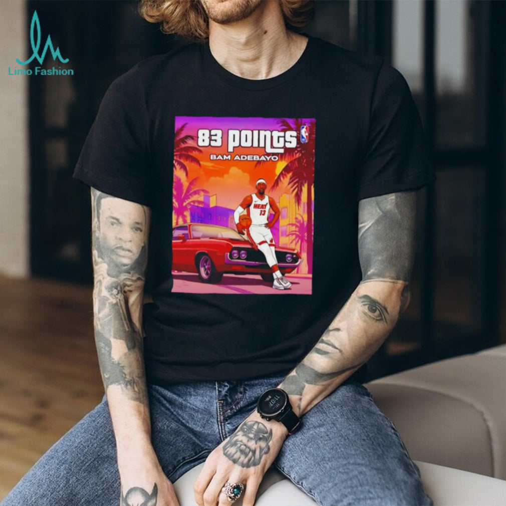 Bam Adebayo 83 Points Miami Vice Style Red Muscle Car T Shirt
