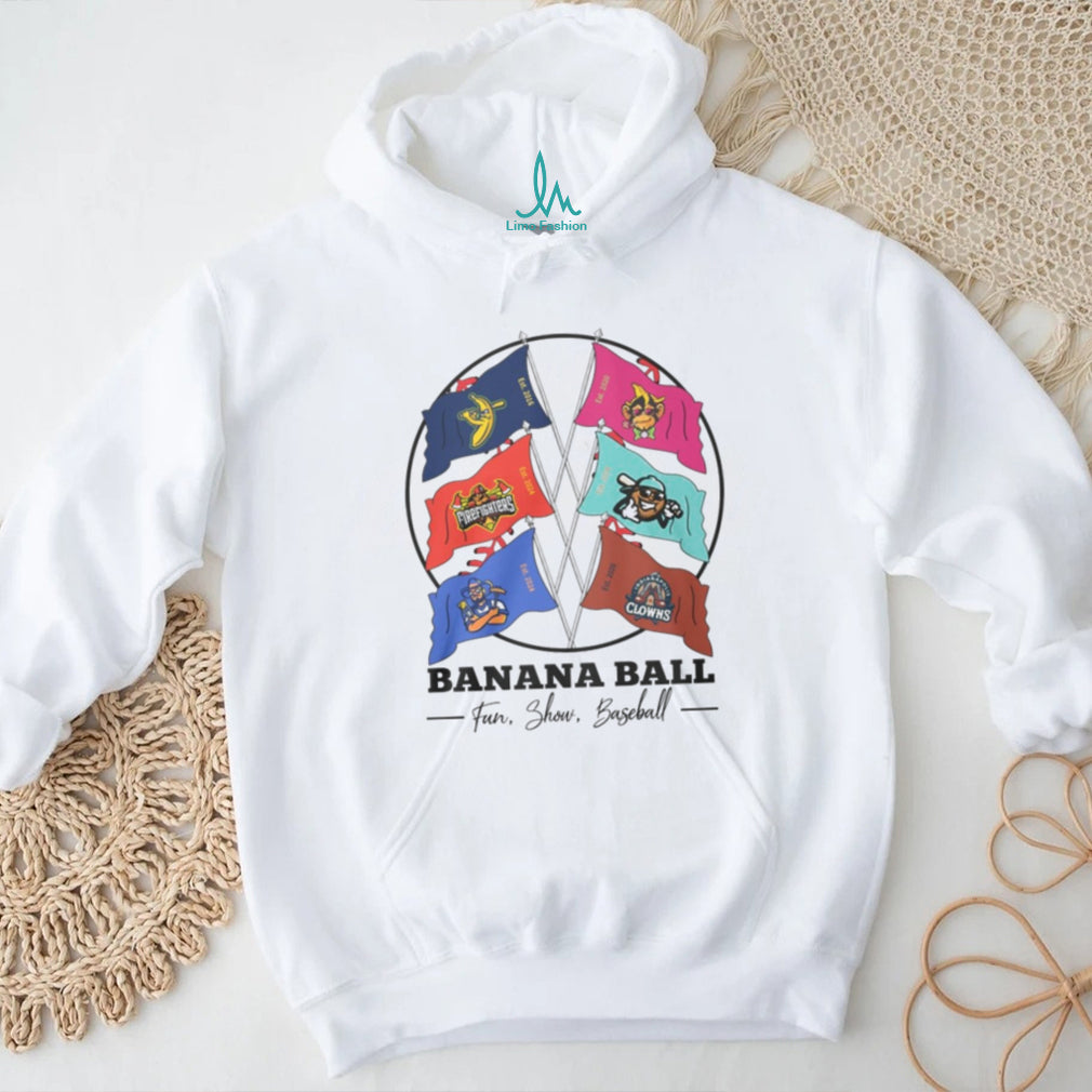 Banana Ball Team Flags Fun Show Baseball Mascot Cross Flags T Shirt