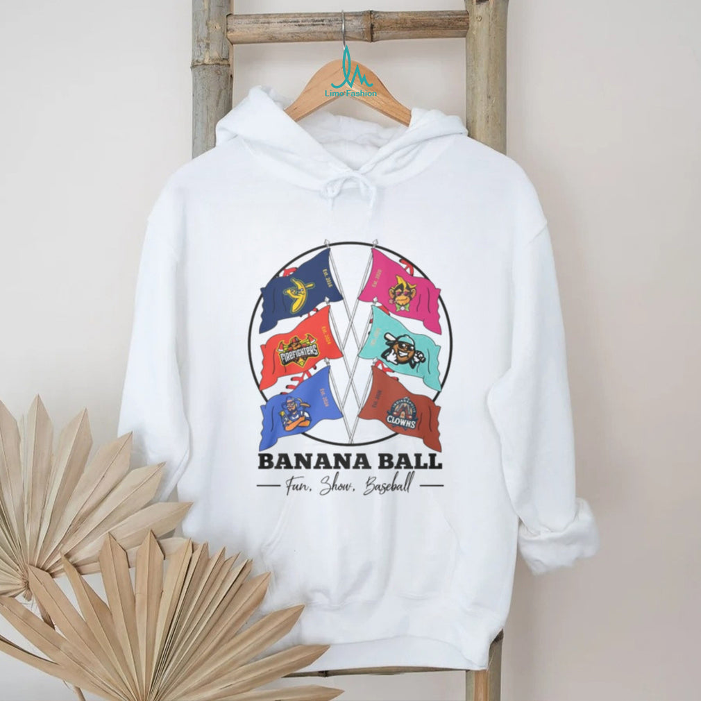 Banana Ball Team Flags Fun Show Baseball Mascot Cross Flags T Shirt