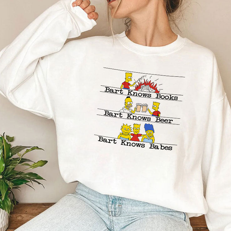 Bart Knows Books Bart Knows Beer Bart Knows Babes T Shirt