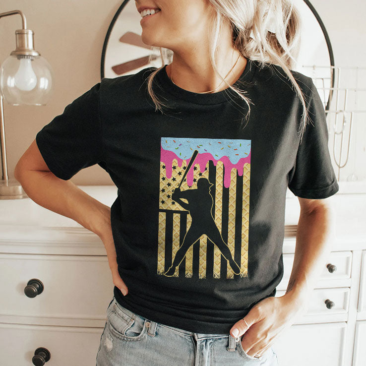 Baseball Ice Cream Drip T Shirt