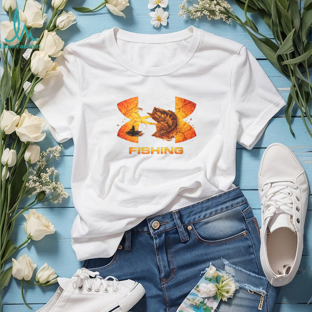 Bass Fishing Fisherman Sunset Logo Graphic T Shirt