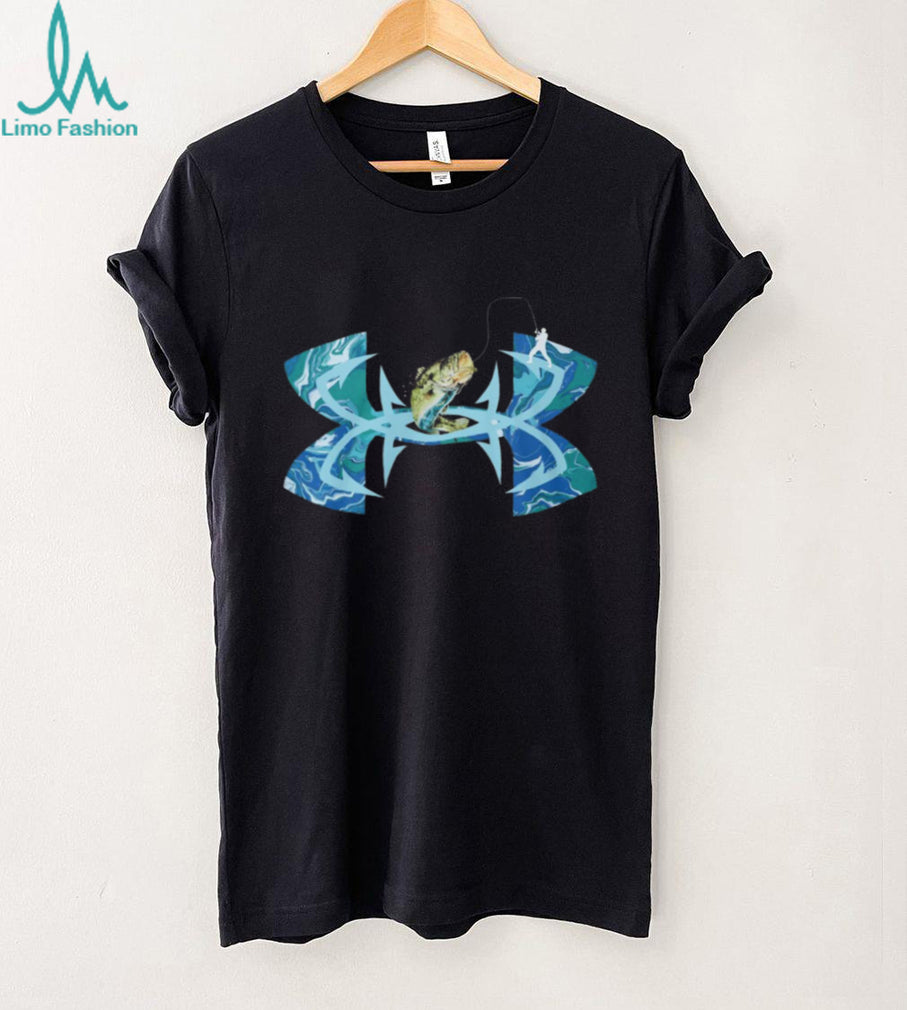 Bass Fishing Hook & Swirl Graphic Logo Sport T Shirt