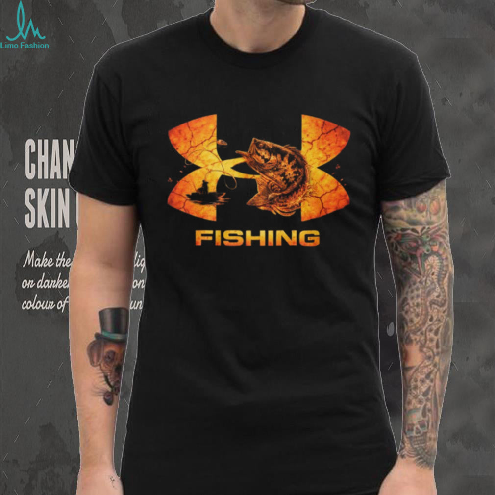Bass Fishing Hooked Lava Crackle Design Sport T Shirt