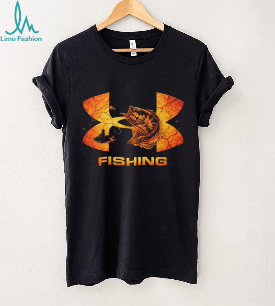 Bass Fishing Hooked Lava Crackle Design Sport T Shirt