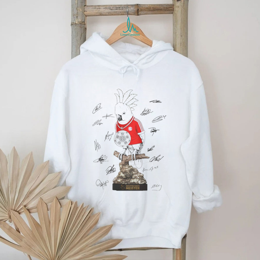 Bayern Munich Deutscher Meister 35 Cockatoo Mascot Signature White T Shirt
