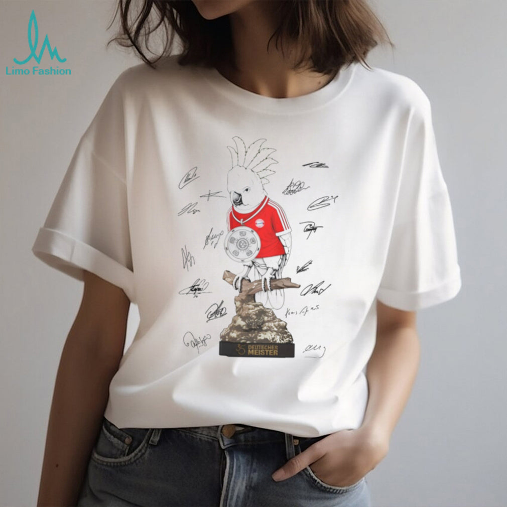 Bayern Munich Deutscher Meister 35 Cockatoo Mascot Signature White T Shirt